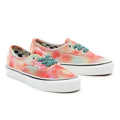 Vans Authentic Irene Is Good 44D Sneakers  Inspired by Irene Kim’s mantra of #goodforyou, the Vans x IRENEISGOOD Authentic 44 DX uses playful graphics, bright colors, and unique materials to bring to life the imaginative world of positivity that the IRENEISGOOD brand represents. The tie-dyed velvet uppers feature vibrant sherbet tones while the contrasting cotton laces offer an additional pop of color, bringing a sense of whimsical fun to streetwear style. This classic lace-up shoe is finished w Vans Low-top Sneakers For Summer, Vans Summer Sneakers, Vans Summer Sneakers With Rubber Sole, Vans Sneakers With Rubber Sole For Summer, Vans Lace-up Sneakers For Summer, Irene Kim, Streetwear Style, Vans Sneakers, Vans Authentic