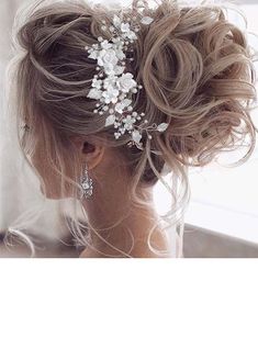 JJ's House Hair Vines Flower 7.28\"(Approx.18.5cm) Wedding 1 PC Bride  Hair Accessories 2.76\"(Approx.7cm) Alloy Pearl Rhinestone Headpieces. #JJ's House #HairVines #Flower #Wedding #1PC #Bride #HairAccessories #Alloy #Pearl #Rhinestone #Headpieces Wedding Updos For Long Hair Bride, Wedding Hair With Flowers, Dream Wedding Hair, Wedding Hair For Bride, Wedding Hairstyles Updo Messy, Junior Bridesmaid Hair, Wedding Bride Hair, Fairytale Ball, Bride Hair Vine