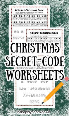 christmas secret and code worksheets for kids to practice their handwriting, numbers, and writing skills