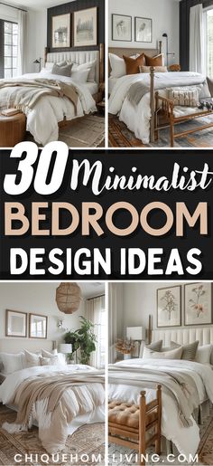 the top ten minimalist bedroom design ideas in this postcard style photo collage