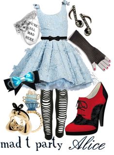 "Mad T Party Alice" by princesschandler on Polyvore Alice In Wonderland Formal Dress, Leggings Shoes, T Party, Disney Dress, Alice In Wonderland Costume, Wonderland Costumes, Disney Bound Outfits