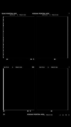 four black and white squares are shown in the middle of a dark background, with text that reads kodak portra 300