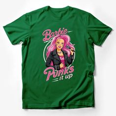 Punk Barbie Graphic Tee, Pink Hair Punk Rock Barbie T-Shirt, Women's Fashion Top, Unique Gift Idea Male T-Shirt Custom graphic T-Shirt.Customize your color Rock Barbie, Barbie Graphic Tee, Punk Barbie, Barbie Graphic, Barbie T Shirt, Green Hair Girl, Nature Inspired Fashion, Barbie Top, Penguin T Shirt