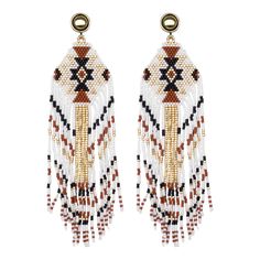 two pairs of beaded earrings with tassels