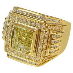 -Custom made -14k Yellow gold -Ring size: 9 -Weight: 13.3gr -Ornament dimension: 0.6x0.8” -Diamonds: 2.00ct, SI clarity, G color White Diamonds, Yellow Gold Rings, Diamond White, Yellow White, Gold Rings, Decorative Boxes, Jewelry Rings, Ring Size, Diamonds