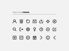 a set of web icons is shown in black and white, with the text freebie above them