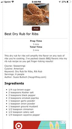 the menu for best dry rub for ribs