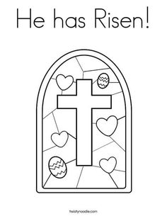 the cross and hearts are in this coloring page