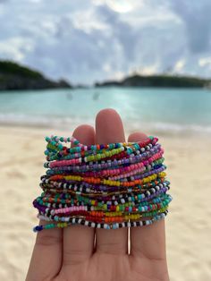 Set of 6 stackable stretchy bracelets per order!  This listing is for a set of six seed bead boho beaded bracelets. These multi color confetti bracelets are uniquely handcrafted and the colorful patterns may not always reflect the ones in the picture. They are made with 2mm dainty, tiny beads and are strung on strong elastic. They are double knotted. These stackable bracelets would make a cute gift,  friendship bracelets, or gifts for best friends, gifts for her. Bead Brackets, Beaded Bracelets Summer, Camp Bracelets, Unconventional Jewelry, Boho Beaded Bracelets, Colorful Beaded Bracelets, Tiny Bead Bracelet, Stackable Beaded Bracelets, Diy Collier