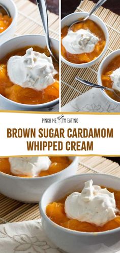 brown sugar cardamom whipped cream in white bowls