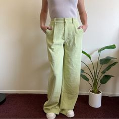 Premium Crepe Tailored Wide-Leg Pants Color Green Pistachio Size 25 Long Waist - 12.5in- 13.5in Inseam - 32in Nwt - Perfect Condition Accepting Reasonable Offers Green Linen Wide Leg Pants For Work, High Waist Green Linen Pants, High-waist Green Linen Pants, Green High-waist Linen Pants, Green Linen High-waisted Pants, Abercrombie And Fitch Trousers, Khaki Pants Women, Cropped Linen Trousers, Brown Trousers