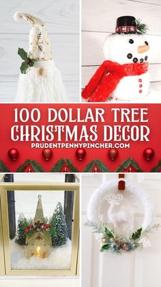 four different christmas decorations with text overlay that reads, 100 dollar tree christmas decor