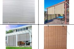 four different types of roller shades in various styles and sizes, including one for the patio