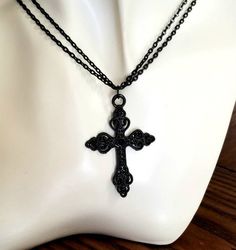 Check out this item in my Etsy shop https://www.etsy.com/listing/1318667433/black-cross-necklace-double-chain-choker Whale Jewelry, Black Cross Necklace, Cross Choker Necklace, Gothic Pendant, Cross Choker, Necklace Cross, Necklace Layered, Black Cross, Double Chain