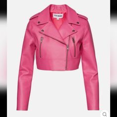 Hot Pink Leather Jacket, Black Suede Coat, Neutral Jacket, Cropped Faux Leather Jacket, Steve Madden Jacket, Pink Leather Jacket, Faux Suede Moto Jacket, Black Faux Leather Jacket, Cropped Leather Jacket