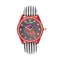 Luv Betsey Women's Roses Print Dial with Pink Case and Black and White Striped Strap Watch LBW004 Size: One Size.  Color: Metal Type.  Gender: female.  Age Group: adult. Trendy Multicolor Watches As Gifts, Trendy Party Watches, Trendy Black Watch For Gift, Trendy Black Watch For A Gift, Trendy Black Watch As A Gift, Trendy Black Party Watches, Roses Print, Pink Cases, Great Gifts For Women