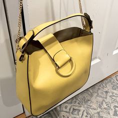 Beautiful Yellow Gold Great Add On Accessory Pop Of Color To A Wardrobe Never Reaching For It I Have Too Many Bags Never Used Trendy Yellow Top Handle Satchel, Chic Yellow Bags With Detachable Handle, Chic Yellow Bag With Detachable Handle, Yellow Shopping Bag With Gold-tone Hardware, Trendy Yellow Satchel With Double Handle, Trendy Yellow Double Handle Satchel, Trendy Yellow Shoulder Bag With Adjustable Strap, Trendy Yellow Crossbody Satchel, Chic Yellow Bag With Removable Pouch