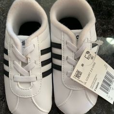 Brand New. With Tag! No Box Adidas Non-slip Synthetic Sneakers, Adidas School Sneakers, School Sneakers With Soft Sole And Closed Toe, Soft Sole Closed Toe Sneakers For School, Closed Toe Sneakers With Soft Sole For School, White Soft Sole Synthetic Sneakers, Adidas Non-slip Slip-on Sneakers, Adidas Gazelle Grey, Infant Crib