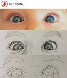 an image of two different eyes and one has the same drawing technique as it appears to be