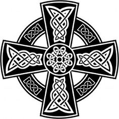 an intricate celtic cross with four interlaces on it's sides and two crosses at the center