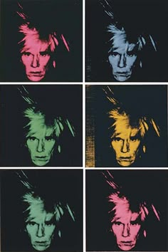 four different colored images of the faces of david beck