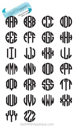 the monogram font and numbers for each letter