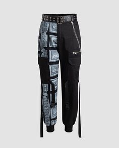 Details: Straight leg pants with belt and chain decorationsLength: LongMaterials:95% Cotton + 5% Spandex Chain Decorations, Belt Pants, Pants With Belt, Cherry Baby, Pants Details, Tomboy Style Outfits, Belted Pants, Tomboy Fashion, Cargo Pant