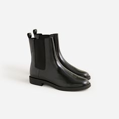 J.Crew: Chelsea Boots In Leather For Women Winter Chelsea Boots With Leather Footbed, Leather Footbed Chelsea Boots For Winter, Chic Ankle Boots With Lug Sole, Classic Ankle-high Heeled Boots, Classic Boots With Leather Lining And Flat Heel, Chic Calf Leather Chelsea Ankle Boots, Elegant Leather Footbed Chelsea Boots, Workwear High Ankle Chelsea Boots, Chelsea Boots For Workwear With High Ankle