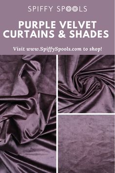 purple velvet curtains and shades with text that reads,'purple velvet curtains & shades visit view