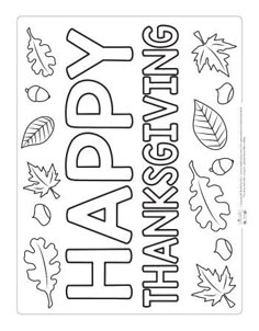 happy thanksgiving card with leaves and the words happy thanksgiving written in black ink on a white background