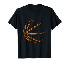 a black t - shirt with an orange basketball on it