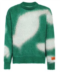 Ribbed collar and edgesjacquard motif28% acrylic, 42% polyamide, 30% alpaca woolComposition: 28% % Acrylic, 42% % Polyamide, 30% % Alpaca Wool Green Jacquard Knit Outerwear For Winter, Green Mohair Crew Neck Sweater, Green Jacquard Knit Sweater For Fall, John Lobb, Heron Preston, Gorgeous Bags, Alpaca Wool, Luxury Shop, Fashion Labels