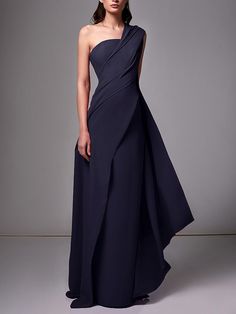 Sheath/Column One-Shoulder Sleeveless Evening Dresses With Pleats Ruch - Mondressy