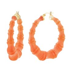 Bamboo Hoop Earrings Living Coral Casual Orange Earrings, Orange Small Hoop Earrings For Summer, Summer Orange Hoop Jewelry, Summer Orange Small Hoop Earrings, Orange Small Hoop Summer Jewelry, Orange Small Hoop Jewelry For Summer, Summer Orange Small Hoop Jewelry, Summer Small Hoop Orange Jewelry, Trendy Orange Round Earrings