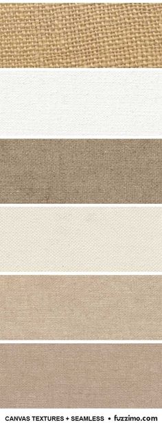 the color swatches for canvas textures and seams are shown in different colors, including beige