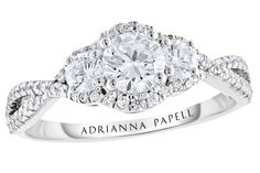 a diamond engagement ring with the name adrianna papeli on it