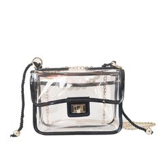 Introducing our new Clear Transparent Shoulder Bag, a luxurious and versatile accessory designed to elevate your everyday style. This shoulder bag exudes elegance with its sleek and sophisticated design. Crafted from high-quality materials, it showcases a combination of timeless aesthetics and impeccable craftsmanship, making it a true luxury piece. The interior of the shoulder bag provides ample room for your essentials, including your wallet, phone, keys, and makeup. The sturdy shoulder strap ensures a comfortable fit, allowing you to carry the bag with ease and confidence. With its versatile design, this shoulder bag effortlessly transitions from day to night, complementing both casual and formal ensembles. Whether you're heading to the office, meeting friends for brunch, or attending a Luxury Large Capacity Pouch For Everyday Use, Luxury Square Bags As Fashion Accessory, Luxury Square Bags, Clear Strap Crossbody Shoulder Bag, Crossbody Shoulder Bag With Clear Strap, Black Bags With Adjustable Strap, Large Capacity Crossbody Bag As Fashion Accessory, Daily Use Crossbody Bag With Clear Strap, Square Flap Bag With Large Capacity For Travel