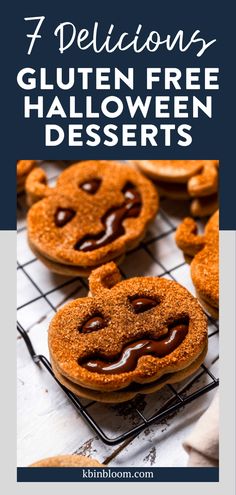 cookies with chocolate on top and the words 7 delicious gluten free halloween desserts