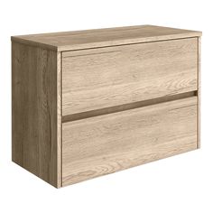 a wooden cabinet with two drawers on one side