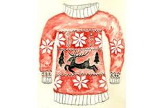 a drawing of a sweater with a dog on it