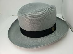 DOBBS ELDORADO GRAY HOMBURG GODFATHER FLORENTINE MILAN STRAW HAT  MADE IN USA BRIM 2 3/4 INCHES CROWN 4 1/2 INCHES BAND 1 1/2 INCHES Homburg Hat Men Style, Luxury Men's Top Hat With Wide Brim, Fitted Solid Brimmed Top Hat, Mens Gambler Hat, Luxury Gentleman’s Fedora With Flat Brim, Homburg, Man Hat, Grown Man, The Godfather