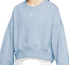 Sporty Blue French Terry Sweats, Nike Spring Sweats With Crew Neck, Spring Sporty Crew Sweatshirt, Sporty Crew Neck Sweatshirt For Spring, Sporty Crew Sweatshirt For Spring, Spring Sporty Drop Shoulder Sweatshirt, Sporty Drop Shoulder Spring Sweatshirt, Sporty Drop Shoulder Sweatshirt For Spring, Blue Fleece Sweats For Spring