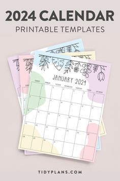 three calendars with the text, 2021 calendar printable templates