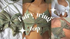 Crochet Fairy Wing Top Tutorial Crochet Fairy Top, Crochet Fairy Wings, Knitting Wallpaper, Fairy Crochet Pattern, Crochet Diys, Crochet Vibes, Jennifer Ellison, Fairy Crochet, Crochet Outfit