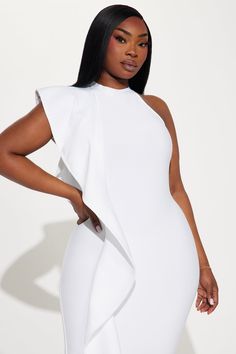 Available In White. Bandage Midi Dress High Neck Sleeveless Ruffle Drape Detail Back Zipper Stretch 92% Polyester 8% Spandex Imported | Raylin Bandage Midi Dress in White size XS by Fashion Nova Dress High Neck, Bandage Midi Dress, High Neck Sleeveless, White Midi Dress, Jeans Jumpsuit, Matching Dresses, White Fashion, Fashion Nova, Jumpsuit Romper