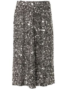 silver-tone sequin embellishment elasticated waistband mid-rise straight hem mid-length pull-on style Wedding Guest Looks, Yoko London, Wardrobe Edit, City Dress, Straight Skirt, Exclusive Fashion, Summer Beach Wear, Lady Dior, Denim Dress