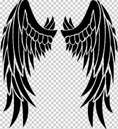 two black and white angel wings on a transparent background, hd png downloads