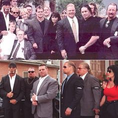 several photos of men in suits and ties posing for pictures with one man wearing sunglasses