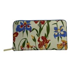 Tory Burch Floral Zip Continental Wallet in Painted Iris Bag New 100% Leather Color: Multicolour Fabric: Leather Painted Iris Floral Print Closure: Top Zip Gold Tone Metal Detail Size: one size.  Color: Multicolor.  Gender: female.  Age Group: adult. Elegant Multicolor Wallets For Daily Use, Elegant Multicolor Wallets For Everyday Use, Elegant Multicolor Wallet For Daily Use, Elegant Multicolor Wallets With Card Slots, Multicolor Bifold Travel Bag, Elegant Multicolor Clutch Wallet, Elegant Multicolor Travel Wallets, Luxury Multicolor Wallets For Travel, Designer Multicolor Travel Wallet