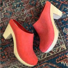 The Classic Chloe Is One Of Our Best-Selling Styles On Our High Heel Base. The High Heel Base Is 3 1/4" High With A 1" Lift At The Toe. Rust Color, Mule Clogs, The High, Mules Shoes, Color Orange, High Heel, Clogs, Chloe, Rust